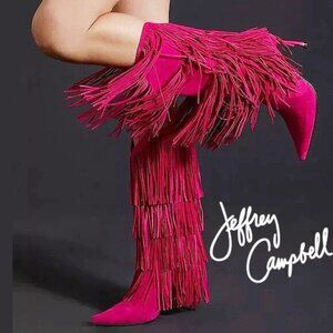 💋OBSESSED!💋 Genuine Leather Wildhorse Fringe Stiletto Boots in Fuchsia